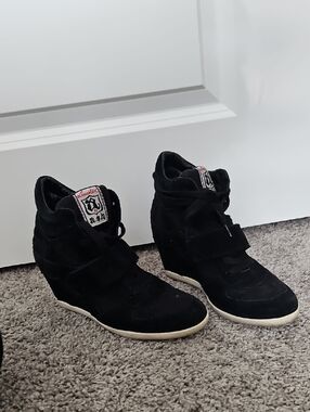 ASH Black Wedge Sneaker with Velcro Straps - Women